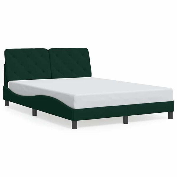 vidaXL Estrutura de cama sem colch&atilde;o 140x190 cm veludo verde-escuro