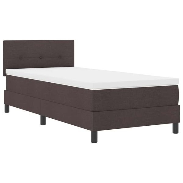 vidaXL Cama Box com colch&atilde;o com led Marrom Escuro 90 x 190 cm tecido
