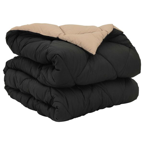 vidaXL Duvet de Ano Inteiro Preto e Taupe 220 x 140 cm Microfibra