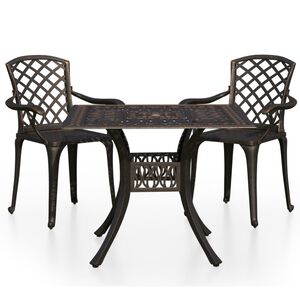 vidaXL 3 pcs conjunto bistr&ocirc; alum&iacute;nio fundido bronze