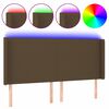 vidaXL Cabeceira de cama c/ luzes LED tecido 183x16x118/128cm castanho