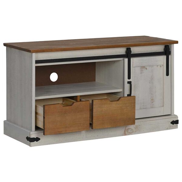 vidaXL Arm&aacute;rio para TV HALDEN com porta de correr Madeira maci&ccedil;a