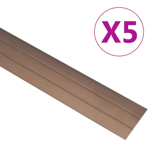 vidaXL Perfis de piso 5 pcs 90 cm alum&iacute;nio castanho