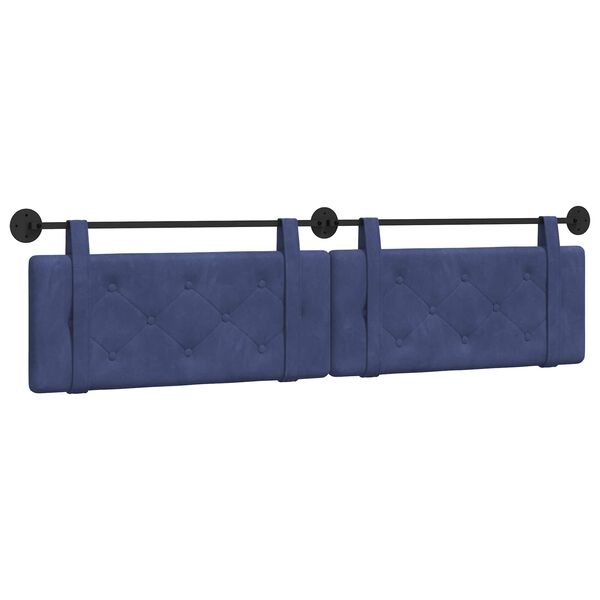vidaXL Cabeceira Suspensa Azul Pol&iacute;cia 210 x 55 x 5 cm Veludo