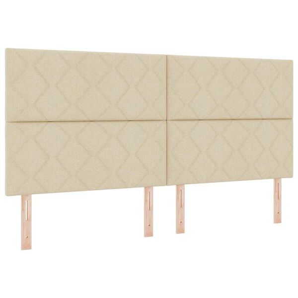 vidaXL Cama Box com colch&atilde;o com cabeceira Creme 200 x 200 cm tecido