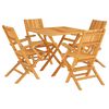 vidaXL 5 pcs conjunto de jantar p/ jardim madeira de teca maci&ccedil;a