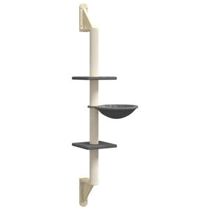 vidaXL &Aacute;rvore parede p/ gatos c/ poste arranhador 142,5cm cinza-escuro