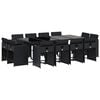 vidaXL 13 pcs conjunto de jantar p/jardim com almofad&otilde;es vime PE preto