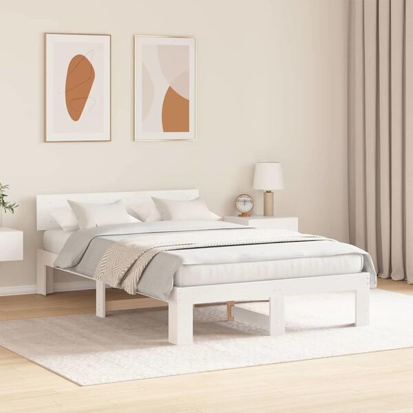 vidaXL Estrutura da Cama com cabeceira Branco 140 x 190 cm