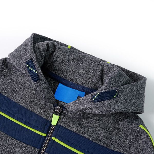 Sweatshirt para crian&ccedil;a com capuz e fecho cinzento mesclado 104