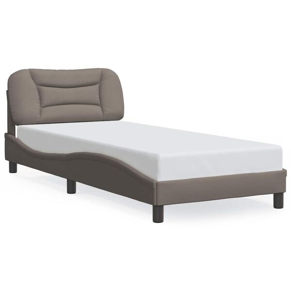 vidaXL Estrutura de cama sem colch&atilde;o Hvar 90x200 cm tecido cinza-acastanhado