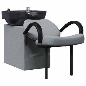 vidaXL Cadeira de Shampoo Cinza Claro e Preto 136 x 60 x 92 cm tecido