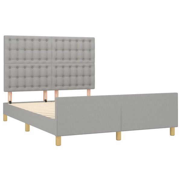 vidaXL Estrutura de cama sem colch&atilde;o 140x190 cm tecido cinzento-claro