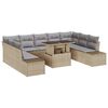 vidaXL Conjunto de Sof&aacute; de Jardim 10 unid. Bege e Cinza Claro vime PE