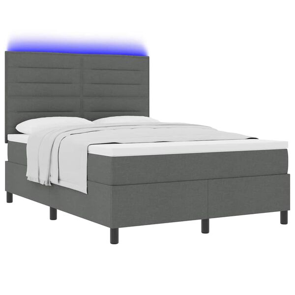 vidaXL Cama Box com colch&atilde;o Cinzento escuro 160 x 200 cm tecido