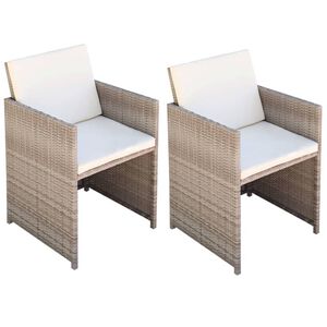 vidaXL Cadeiras de jardim 2 pcs c/ almofad&otilde;es e almofadas vime PE bege