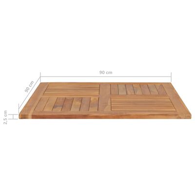 vidaXL Tampo de mesa quadrado 90x90x2,5 cm madeira de teca maciça