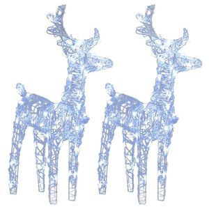 vidaXL Renas de Natal 2 pcs 80 luzes LED acr&iacute;lico branco frio