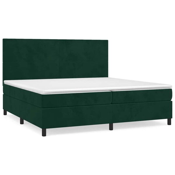 vidaXL Cama com molas/colch&atilde;o 200x200 cm veludo verde-escuro