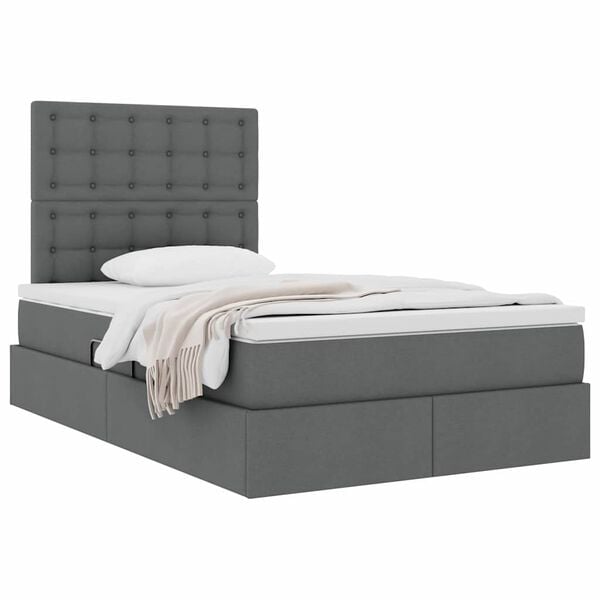 vidaXL Cama com arruma&ccedil;&atilde;o e colch&atilde;o Cinza Escuro 120 x 190 cm tecido