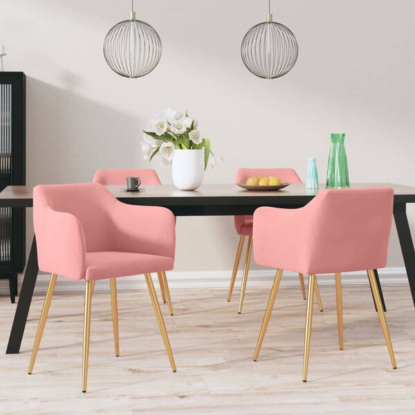 vidaXL Cadeiras de jantar 4 pcs veludo rosa