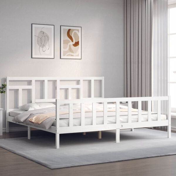 vidaXL Cama sem colch&atilde;o 200x200 cm madeira de pinho maci&ccedil;a branco