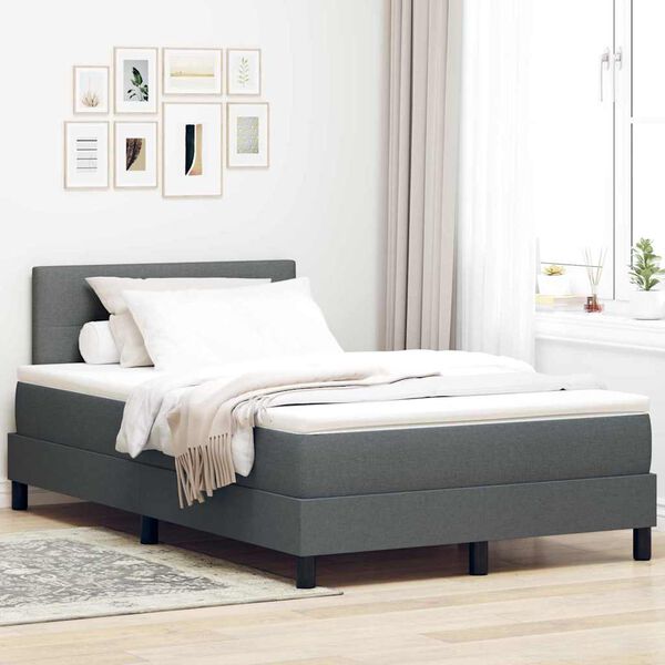 vidaXL Cama Box com colch&atilde;o Cinzento escuro 120 x 200 cm tecido