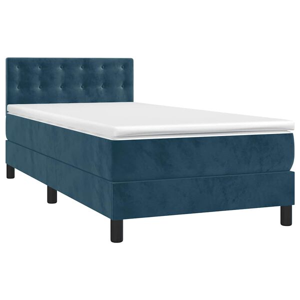vidaXL Cama com molas/colch&atilde;o 90x200 cm veludo azul-escuro