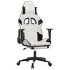 vidaXL Cadeira gaming c/ apoio p/ p&eacute;s couro artificial preto e branco