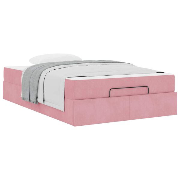 vidaXL Estrutura de cama com colch&atilde;o com colch&atilde;o 2 pcs Rosa Veludo