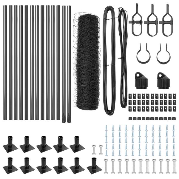 vidaXL Poste de Cerca Cinzeto 25 x 0,6 m (malha de 36 mm) A&ccedil;o e PVC