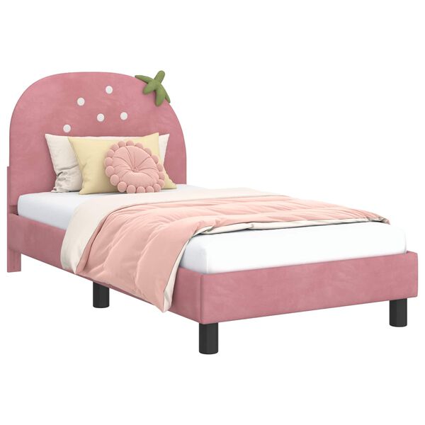 vidaXL Estrutura de Cama Infantil com Cabeceira Rosa 80 x 160 cm