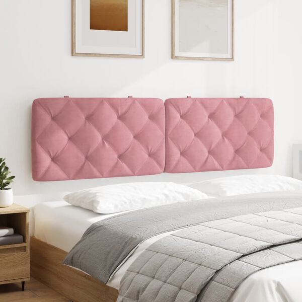 vidaXL Almofad&atilde;o de cabeceira 180 cm veludo rosa