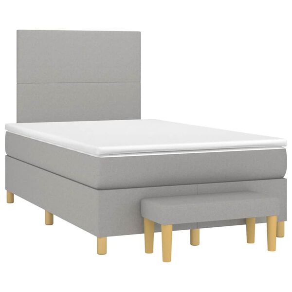 vidaXL Cama boxspring com colch&atilde;o 120x190 cm tecido cinzento-claro