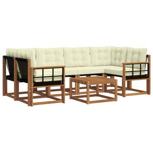 vidaXL Conjunto de Sof&aacute;s para Exterior 7 unid. Natural e Creme