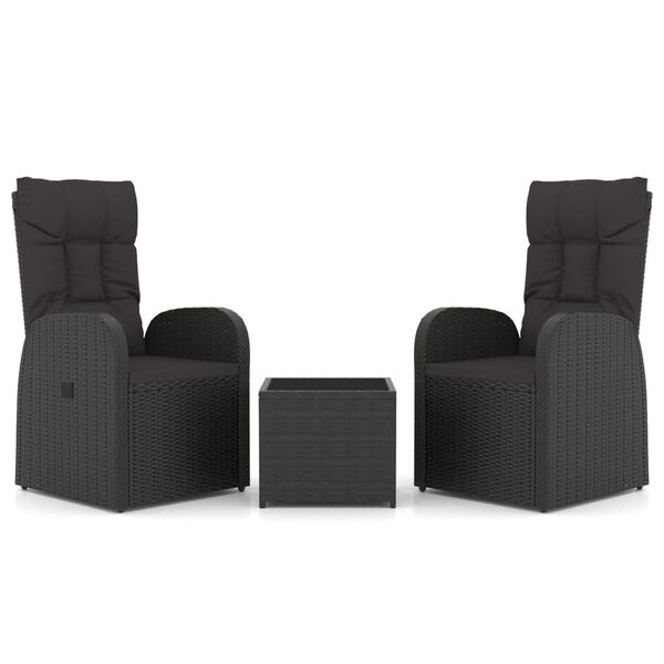 vidaXL 3 pcs conjunto lounge de jardim vime PE e a&ccedil;o preto
