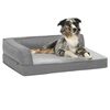 vidaXL Cama para c&atilde;es ergon&oacute;mica 60x42cm aspeto linho pel&uacute;cia cinzento