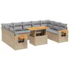 vidaXL 11 pcs conjunto sof&aacute;s de jardim c/ almofad&otilde;es vime PE bege