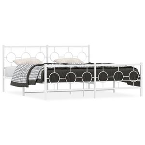vidaXL Estrutura de cama com cabeceira e p&eacute;s 180x200 cm metal branco