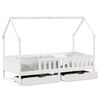 vidaXL Estrutura de cama infantil c/ gavetas 90x190 cm pinho maci&ccedil;o
