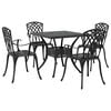 vidaXL Conjunto de Mesa de Jardim 5 pcs Preto Alum&iacute;nio Fundido