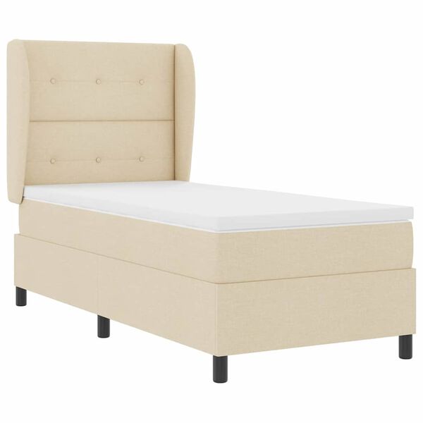 vidaXL Cama Box com colch&atilde;o com cabeceira Creme 100 x 200 cm tecido