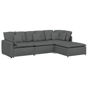 vidaXL Sof&aacute; modular com apoio para os p&eacute;s e almofadas, tecido cinza escuro