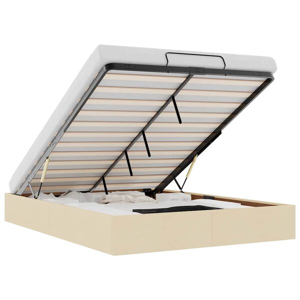 vidaXL Estrutura cama otomana sem colch&atilde;o 140x190 cm tecido cor creme