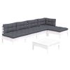 vidaXL 6 pcs conjunto lounge de jardim c/ almofad&otilde;es pinho branco