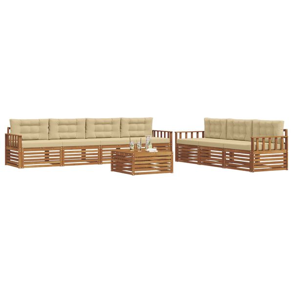 vidaXL Conjunto de Sof&aacute;s para Exterior 8 pcs Natural e Bege