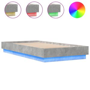 vidaXL Estrutura de cama com luzes LED 75x190 cm cinzento cimento
