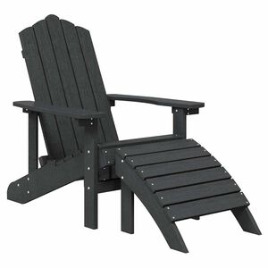 vidaXL Cadeira de jardim Adirondack com banco de p&eacute;s PEAD antracite