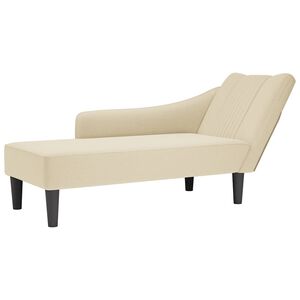 vidaXL Chaise lounge com tecido creme para apoio de bra&ccedil;o direito