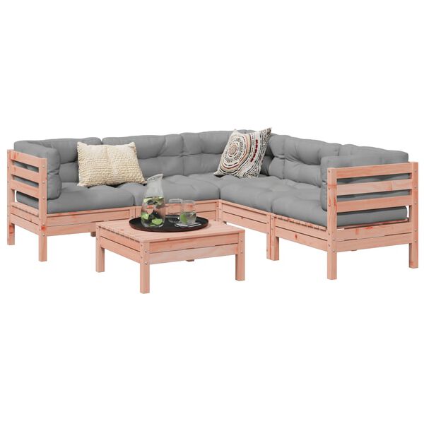 vidaXL 6 pcs conj. sof&aacute;s jardim c/ almofad&otilde;es madeira abeto-de-douglas